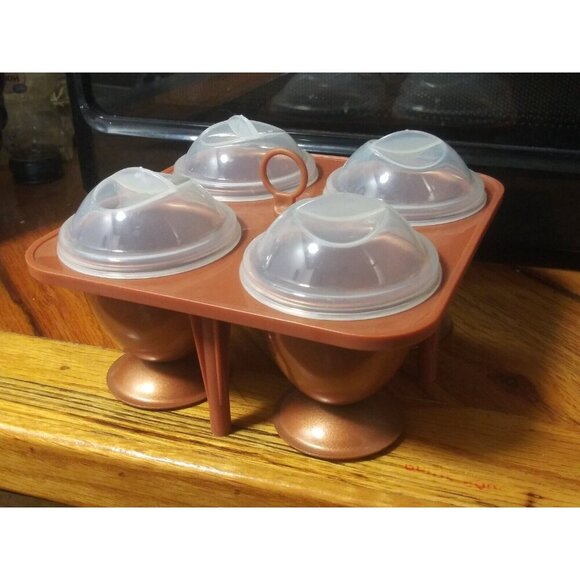 NWOB Egg Makers w/Egg Caddy Copper Chef Copper Egg holders w/lids & caddy - Picture 3 of 9